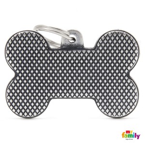 Hundemarke My Family BRONX Adressanhänger mit Gravur BONE RHOMBUS XL