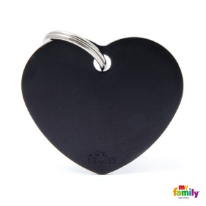 Hundemarke My Family Adressanhänger mit Gravur HEART BLACK BIG