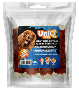 500g UNIQ PETS Rinderhaut-Sticks mit Lammfleisch (15 cm)