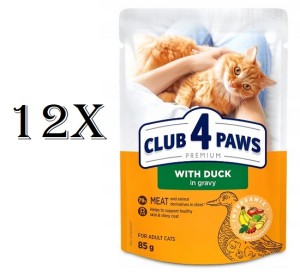 12 * 85g Club 4 Paws Katzenfutter Nassfutter Ente Sauce  Premium Adult