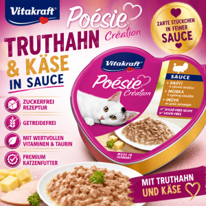 Vitakraft Poésie Création Truthahn Käse 85g Katzenfutter Sauce