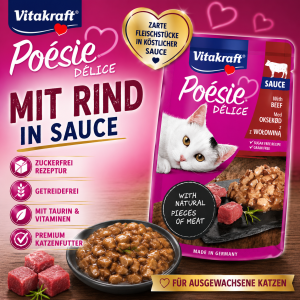 Vitakraft Poésie Délice Rind in Sauce 85g Katzenfutter Getreidefrei