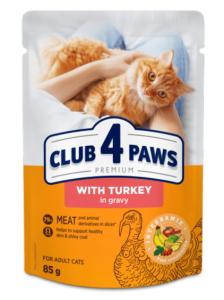 Club 4 Paws Premium Katzenfutter Pute Soße Nassfutter Katze Beutel 6x85g