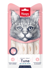 WANPY für Katzen „Creamy Treat TUNA & SHRIMP“ 70 g Thunfisch und Garnelen