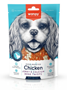 WANPY für Hunde: Chicken Jerky und Calcium Bone Twists, 100 g