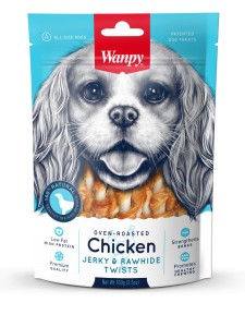 WANPY für Hunde: Chicken Jerky und Rawhide Twists, 100 g
