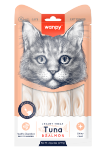 WANPY für Katzen „Creamy Treat TUNA & SALMON“ 70 g Thunfisch und Lachs
