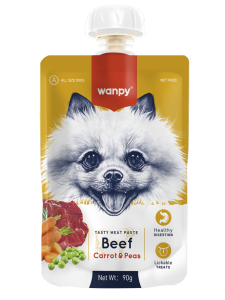 WANPY für Hunde - Pastete mit Rindfleisch, Möhren und Erbsen, 90 g