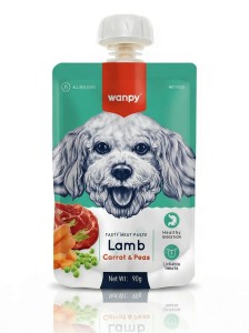 WANPY für Hunde - Pastete mit Lamm, Möhren und Erbsen, 90 g