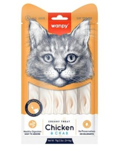 WANPY für Katzen „Creamy Treat CHICKEN & CRAB“ 70 g - Huhn und Krabbe