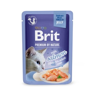 6 * Brit Premium Cat Pouch – Filets mit Lachs, 85 g, in Gelee