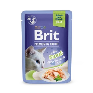 6 * Brit Premium Cat Pouch – Fischfilets mit Forelle, 85 g mit Gelee
