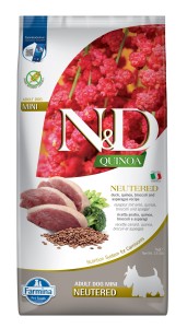 Farmina N&D; Dog QUINOA Duck, Broccoli & Asparagus für kastrierte erwachsene Hunde (Mini) 7 kg