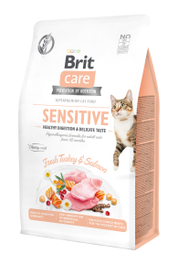 Brit Care Cat Sensitive Grain-Free Trockenfutter Pute & Lachs für Katzen 2kg