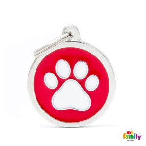 Hundemarke My Family CHARMS Adressanhänger mit Gravur Kreis "WHITE PAW" Big