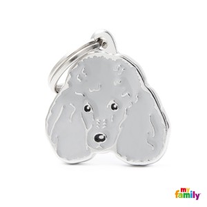 Hundemarke mit HUNDERASSEN PUDEL SILBER My Family Friends Adressanhänger mit Gravur 