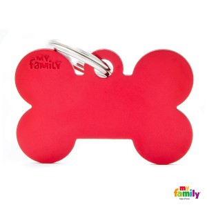 Hundemarke My Family Adressanhänger mit Gravur BONE RED BIG 