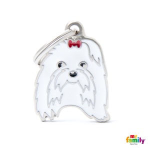 Hundemarke mit HUNDERASSEN MALTESE My Family Friends Adressanhänger mit Gravur 