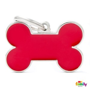 Hundemarke My Family Adressanhänger mit Gravur BONE RED handmade BIG 