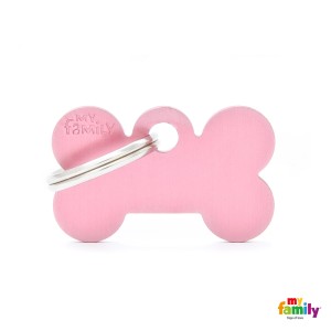 Hundemarke My Family Adressanhänger mit Gravur BONE PINK SMALL