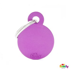 Hundemarke My Family Adressanhänger mit Gravur ROUND PURPLE SMALL