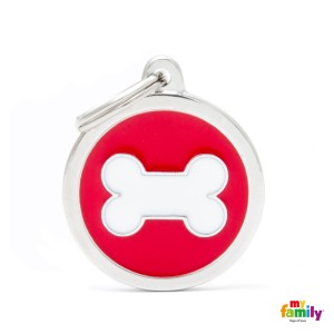 Hundemarke My Family CHARMS Adressanhänger mit Gravur Kreis "WHITE BONE" Big