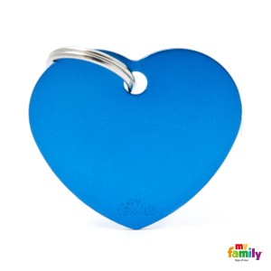 Hundemarke My Family Adressanhänger mit Gravur HEART BLUE BIG