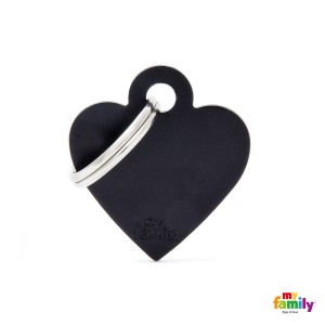 Hundemarke My Family Adressanhänger mit Gravur HEART BLACK SMALL