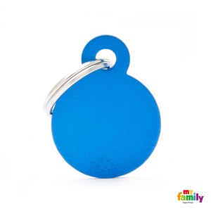 Hundemarke My Family Adressanhänger mit Gravur ROUND BLUE SMALL
