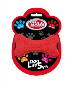 Hundespielzeug Kauspielzeug DENTBONE-RE Kauspielzeug Knochen Rindfleisch Geschmack 10,5cm red