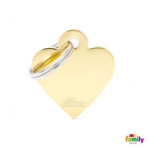 Hundemarke My Family Adressanhänger mit Gravur HEART GOLD SMALL 