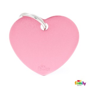 Hundemarke My Family Adressanhänger mit Gravur HEART PINK BIG