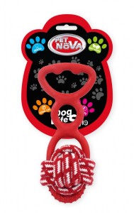 Hundespielzeug Kauspielzeug ROPETOY-RE Knoten und Griff Minze Aroma 20cm rot
