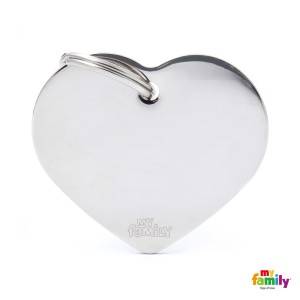 Hundemarke My Family Adressanhänger mit Gravur HEART CHROME BIG