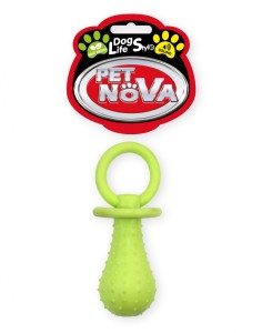 Hundespielzeug Kauspielzeug PACIFIER-YL GumiSchnuller mit Glocke Minze Aroma 14cm gelb