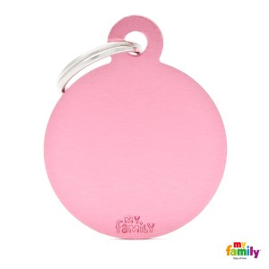 Hundemarke My Family Adressanhänger mit Gravur ROUND PINK BIG
