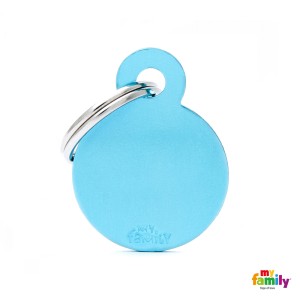 Hundemarke My Family Adressanhänger mit Gravur ROUND LIGHT BLUE SMALL