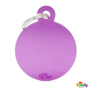 Hundemarke My Family Adressanhänger mit Gravur ROUND PURPLE BIG