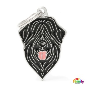 Hundemarke mit HUNDERASSEN RUSSISCHER SCHWARZER TERRIER My Family Friends Adressanhänger mit Gravur 