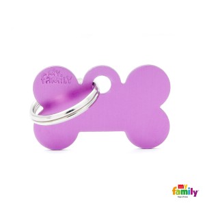 Hundemarke My Family Adressanhänger mit Gravur BONE PURPLE SMALL 