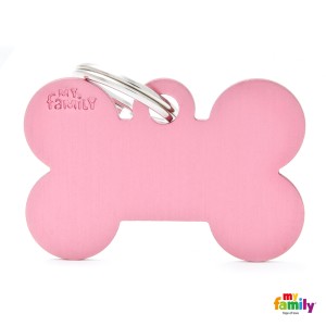 Hundemarke My Family Adressanhänger mit Gravur BONE PINK BIG