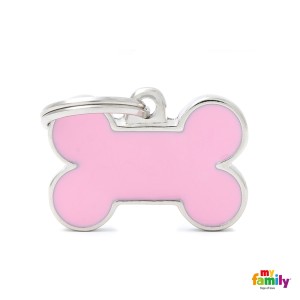 Hundemarke My Family Adressanhänger mit Gravur BONE PINK handmade SMALL