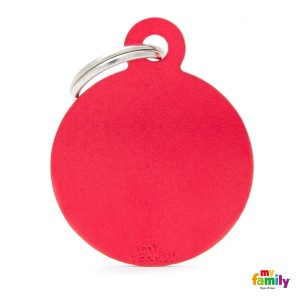 Hundemarke My Family Adressanhänger mit Gravur ROUND RED BIG