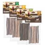 16 x 100g NATURAL TRAIL natürliche Fleischstreifen ENTE, HUHN, ZIEGE, KANINCHEN, Kauartikel Kausnack Hundesnacks