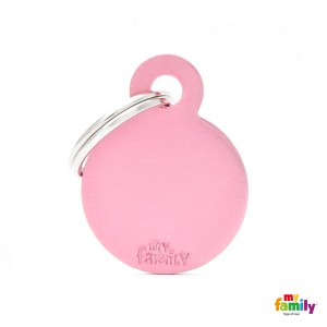 Hundemarke My Family Adressanhänger mit Gravur ROUND PINK SMALL 