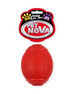 Hundespielzeug Kauspielzeug SNACKRUGBY-RE RugbyBall auf Delikatessen, Vanille Aroma 8 cm rot