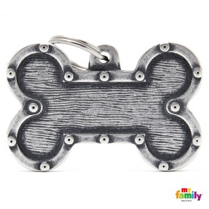 Hundemarke My Family BRONX Adressanhänger mit Gravur BONE Futuristisch XL