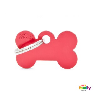 Hundemarke My Family Adressanhänger mit Gravur BONE RED SMALL
