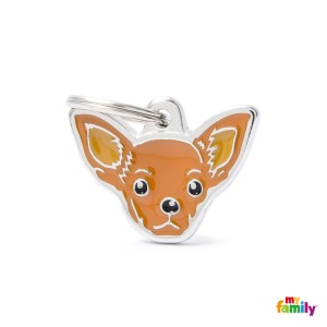 Hundemarke mit HUNDERASSEN CHIHUAHUA BRAUN My Family Friends Adressanhänger mit Gravur 