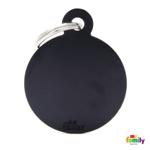 Hundemarke My Family Adressanhänger mit Gravur ROUND BLACK BIG 